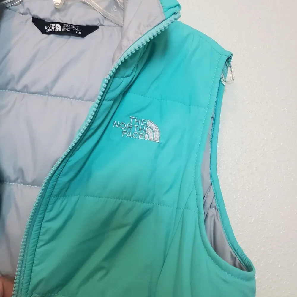 The North Face Girls XL/TG (18) Aqua Blue Puffer Vest Insulated Jacket